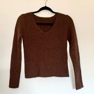 SHEIN Brown V-Neck Sweater